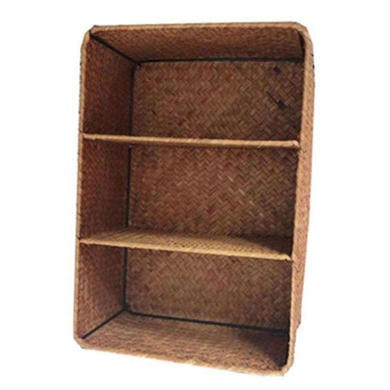 3-Section Wicker Baskets for Shelves, Hand-Woven Seagrass Storage Baskets Toilet Paper Basket