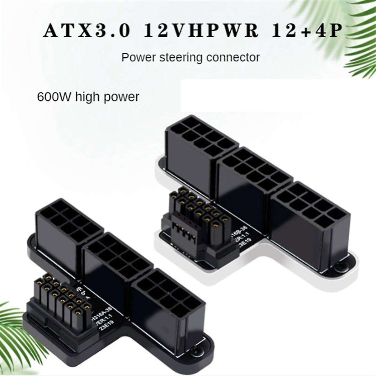 3X8P to 40 Series Graphics Card ATX 3.0 12V HPWR 12+4P 600W 180 Degree Power Steering Connector,Blac