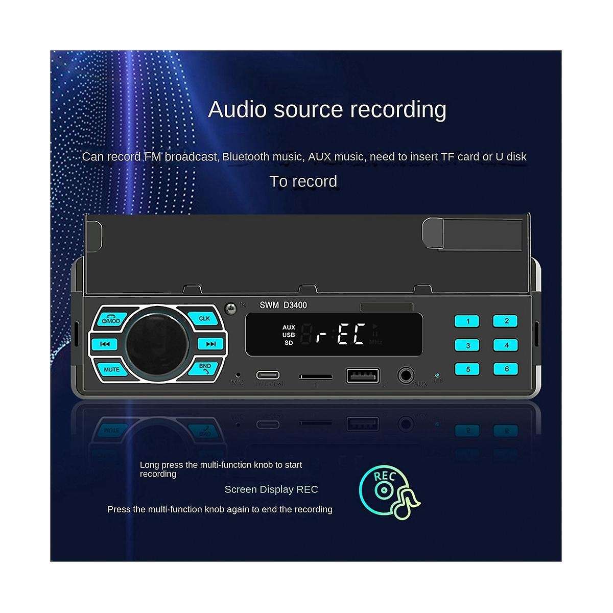 4 Channel 45w Bluetooth Car Radio Car Mp3 Player Plug-in U Disk Car Radio with Cell Phone Holder Fu
