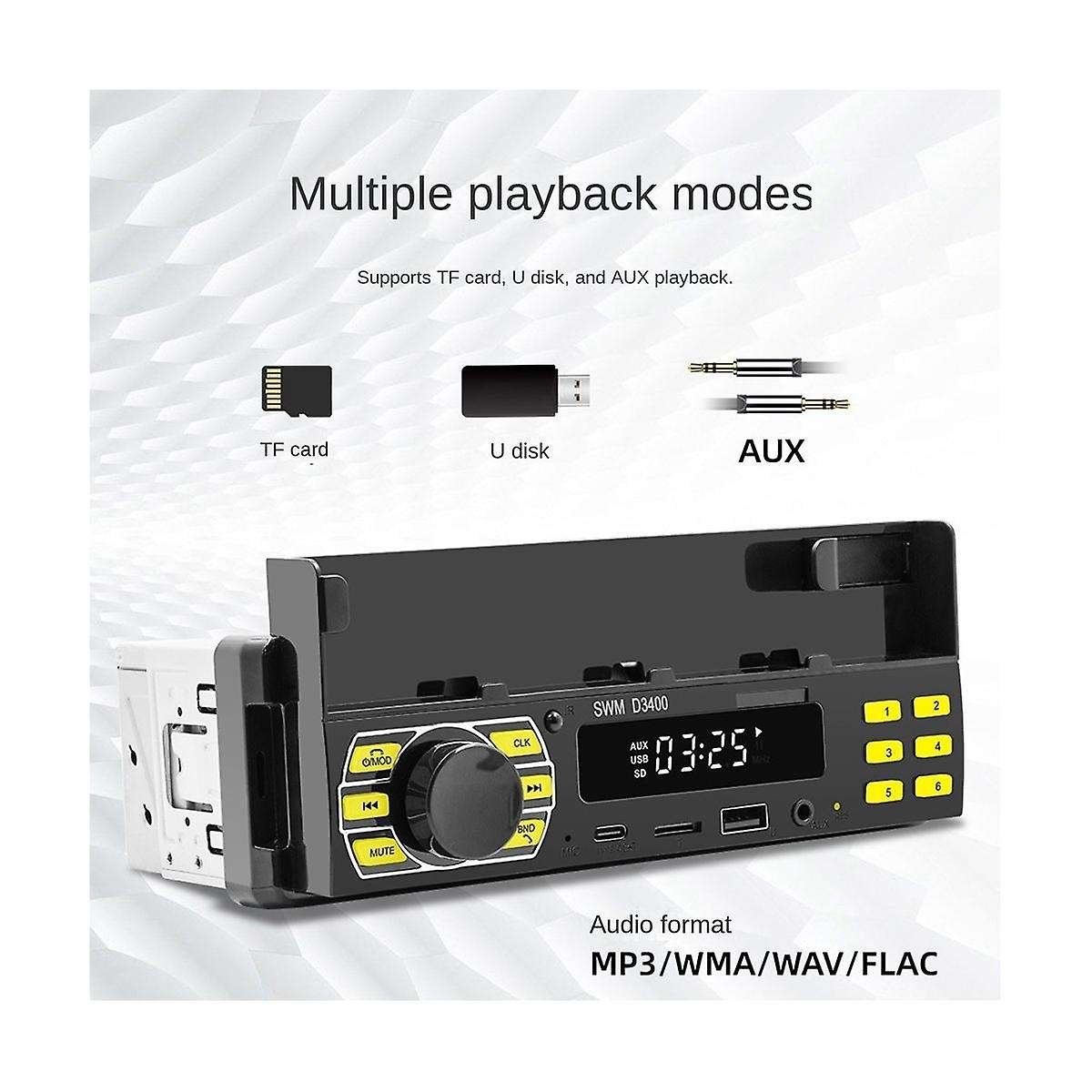 4 Channel 45w Bluetooth Car Radio Car Mp3 Player Plug-in U Disk Car Radio with Cell Phone Holder Fu