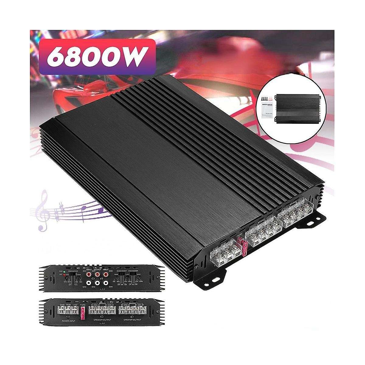 4 Channel Car Power Amplifier 12V 6800W All-aluminum Alloy Sound Quality Subwoofer Amplifier Car Au
