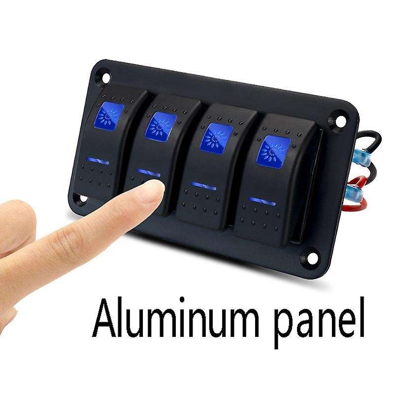 4 Gang 12V 24V Universal Marine Rocker Switch Panel Waterproof RV Yacht Marine Boat Car Light ON/OFF
