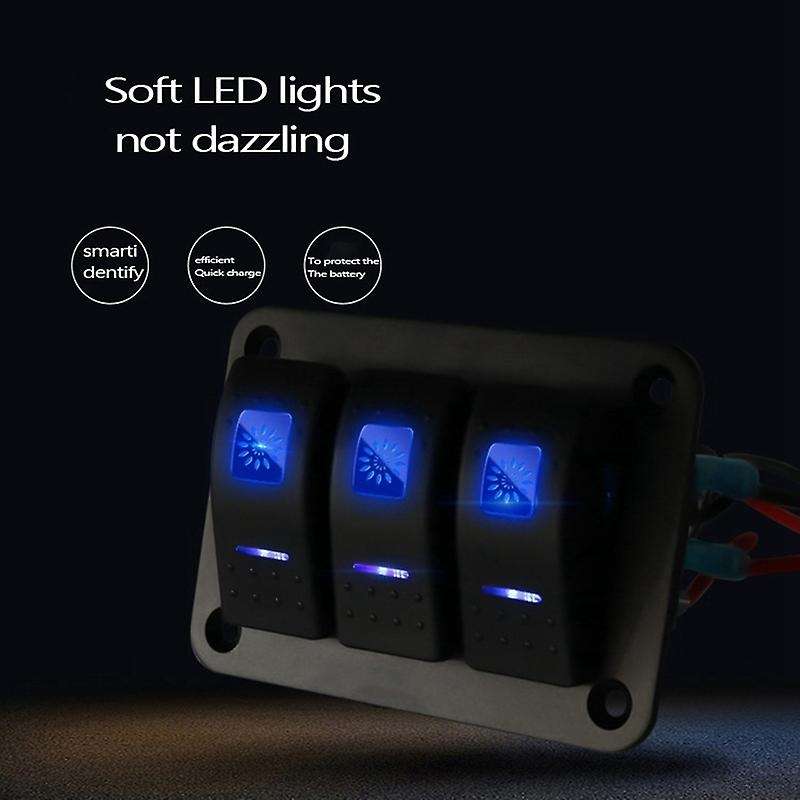 4 Gang 12V 24V Universal Marine Rocker Switch Panel Waterproof RV Yacht Marine Boat Car Light ON/OFF