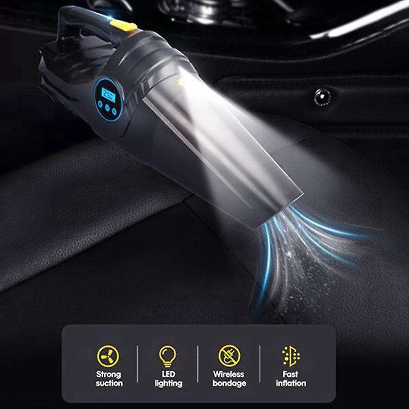 4 in 1 Wired Air Compressor Car Vacuum Cleaner, 120W 6000PA Digital Tire Inflator Pump Handheld Car