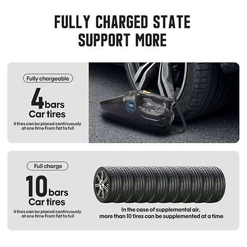 4 in 1 Wired Air Compressor Car Vacuum Cleaner, 120W 6000PA Digital Tire Inflator Pump Handheld Car