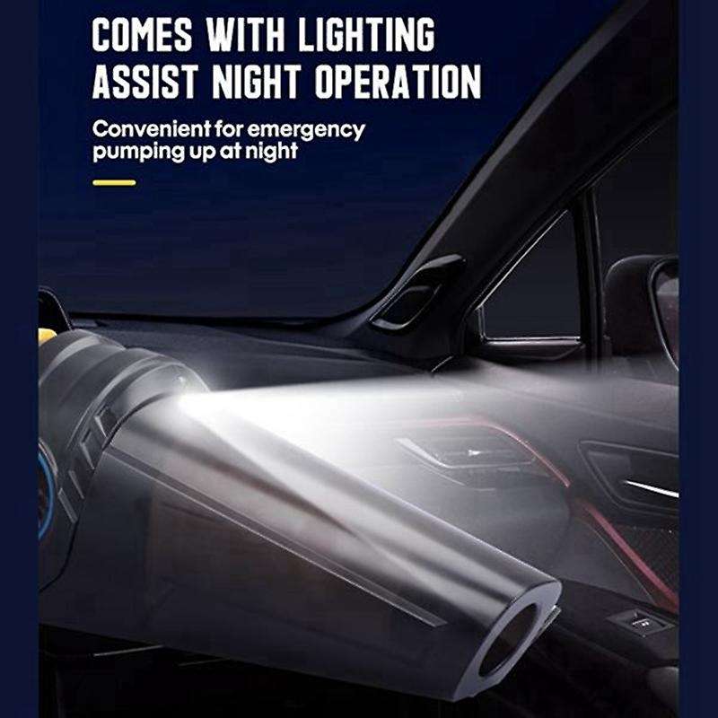 4 in 1 Wired Air Compressor Car Vacuum Cleaner, 120W 6000PA Digital Tire Inflator Pump Handheld Car