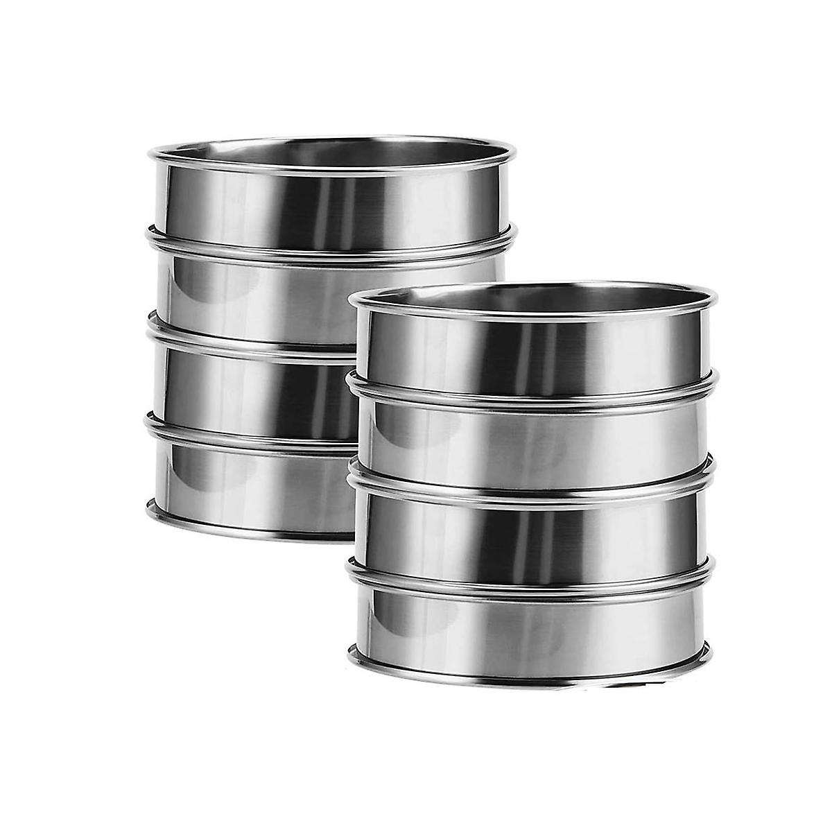 4 Inch Muffin Rings Crumpet Rings, 8pcs Stainless Steel Muffin Rings Molds Double Rolled Tart Rings