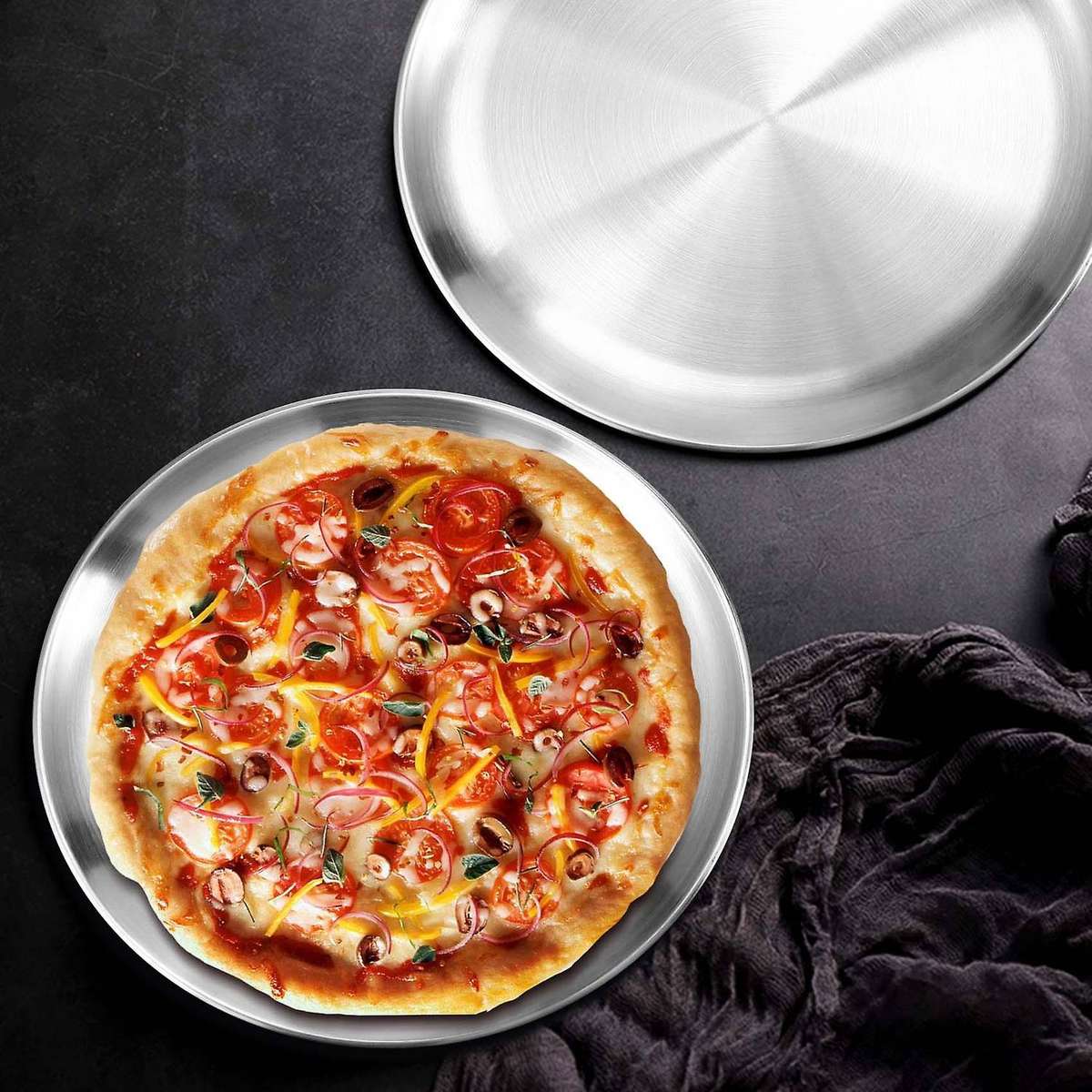 4 Pack 12 Inch Pizza Tray,Stainless Steel Pizza Baking Tray,Round Pizza Baking Sheet,for Baking Roa