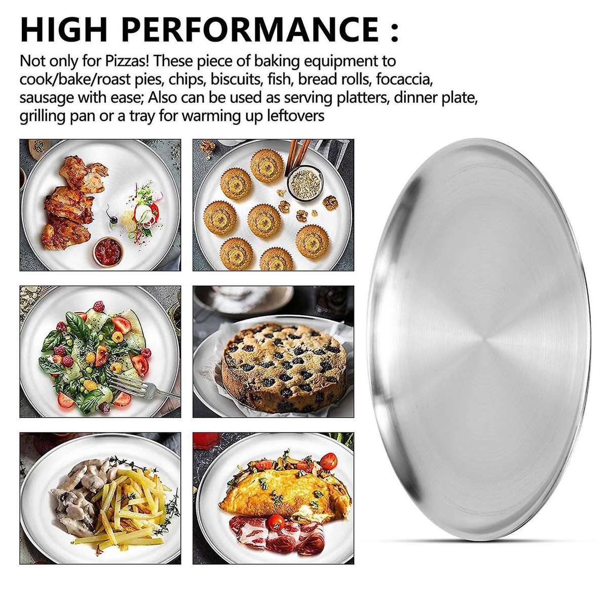 4 Pack 12 Inch Pizza Tray,Stainless Steel Pizza Baking Tray,Round Pizza Baking Sheet,for Baking Roa