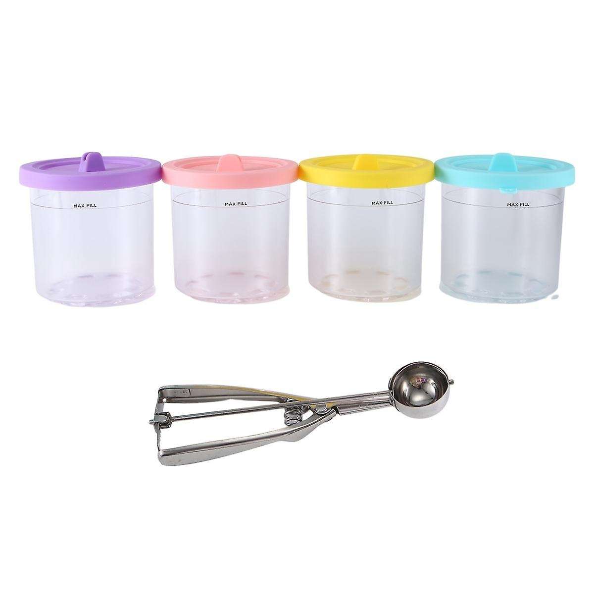 4 Pack for Ninja Ice Cream Pint Cups Nc299amz Nc300s Series Ice Cream Maker Replacement Storage Jars