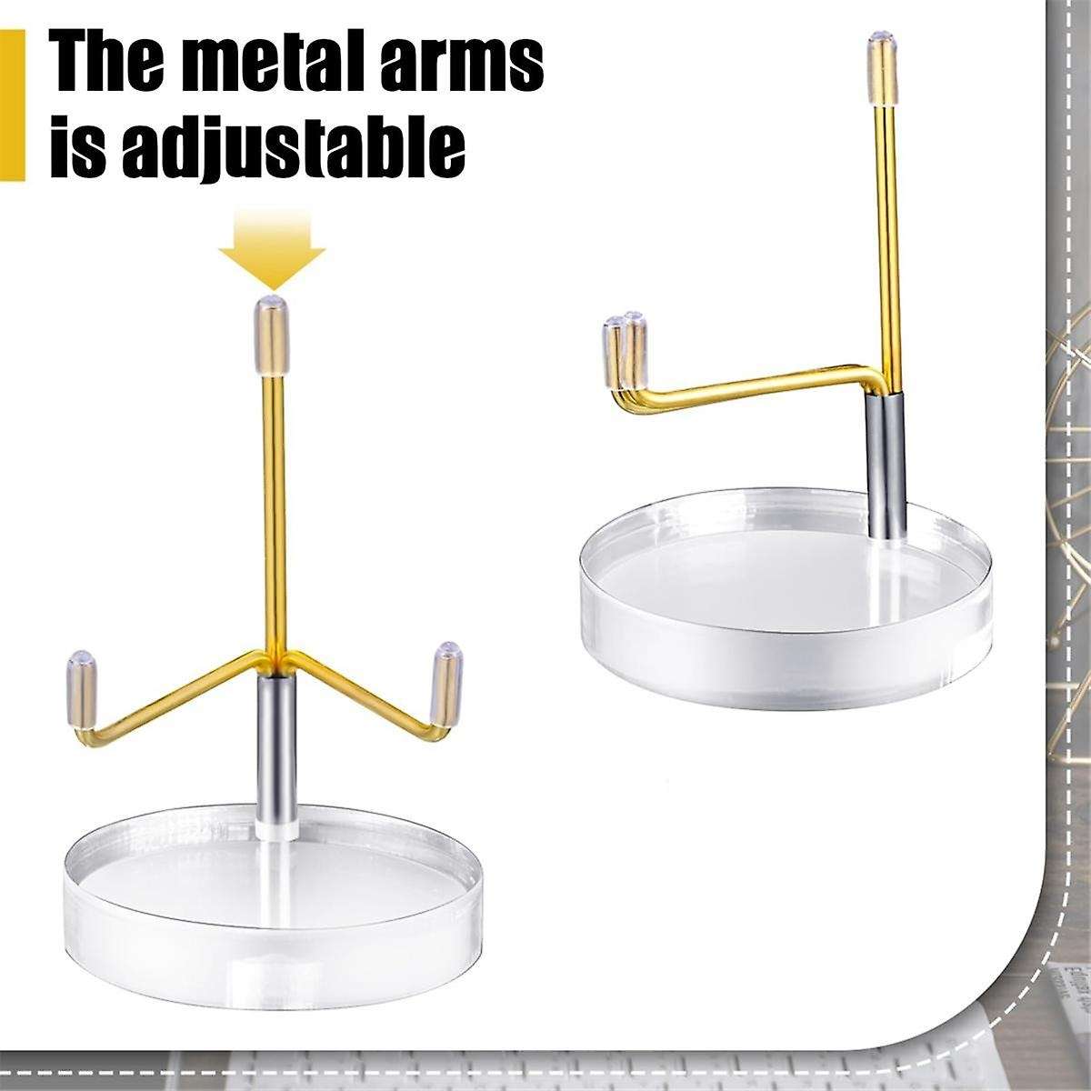 4 Pcs Clear Acrylic Display Stand Holder with Adjustable Metal Arms Display Stand Easel for Crystal