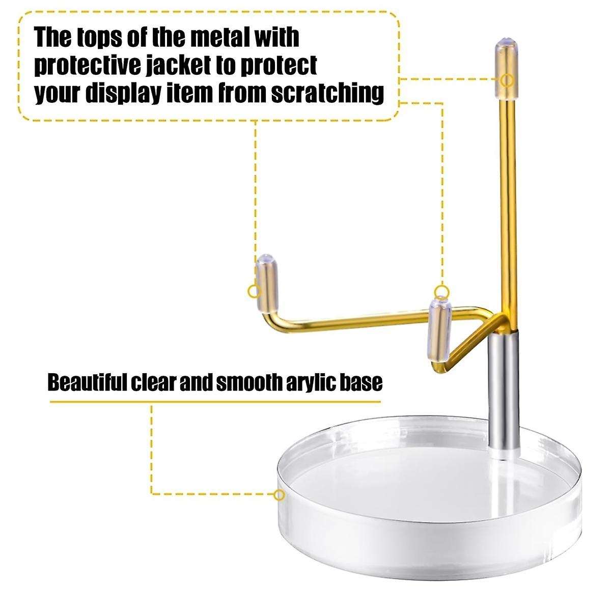 4 Pcs Clear Acrylic Display Stand Holder with Adjustable Metal Arms Display Stand Easel for Crystal