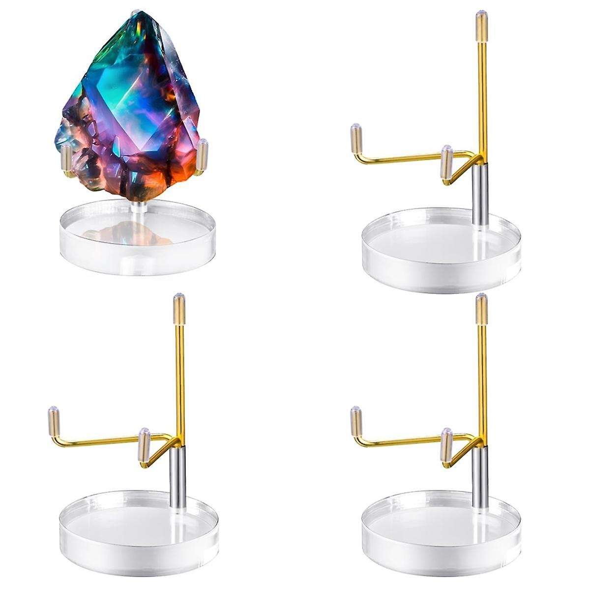 4 Pcs Clear Acrylic Display Stand Holder with Adjustable Metal Arms Display Stand Easel for Crystal