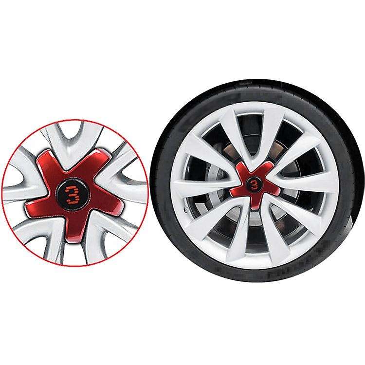 4 Pcs for Model 3 Wheel Hub Center Cover Car Wheel Protective Cover Decorative Cover for Black+Red