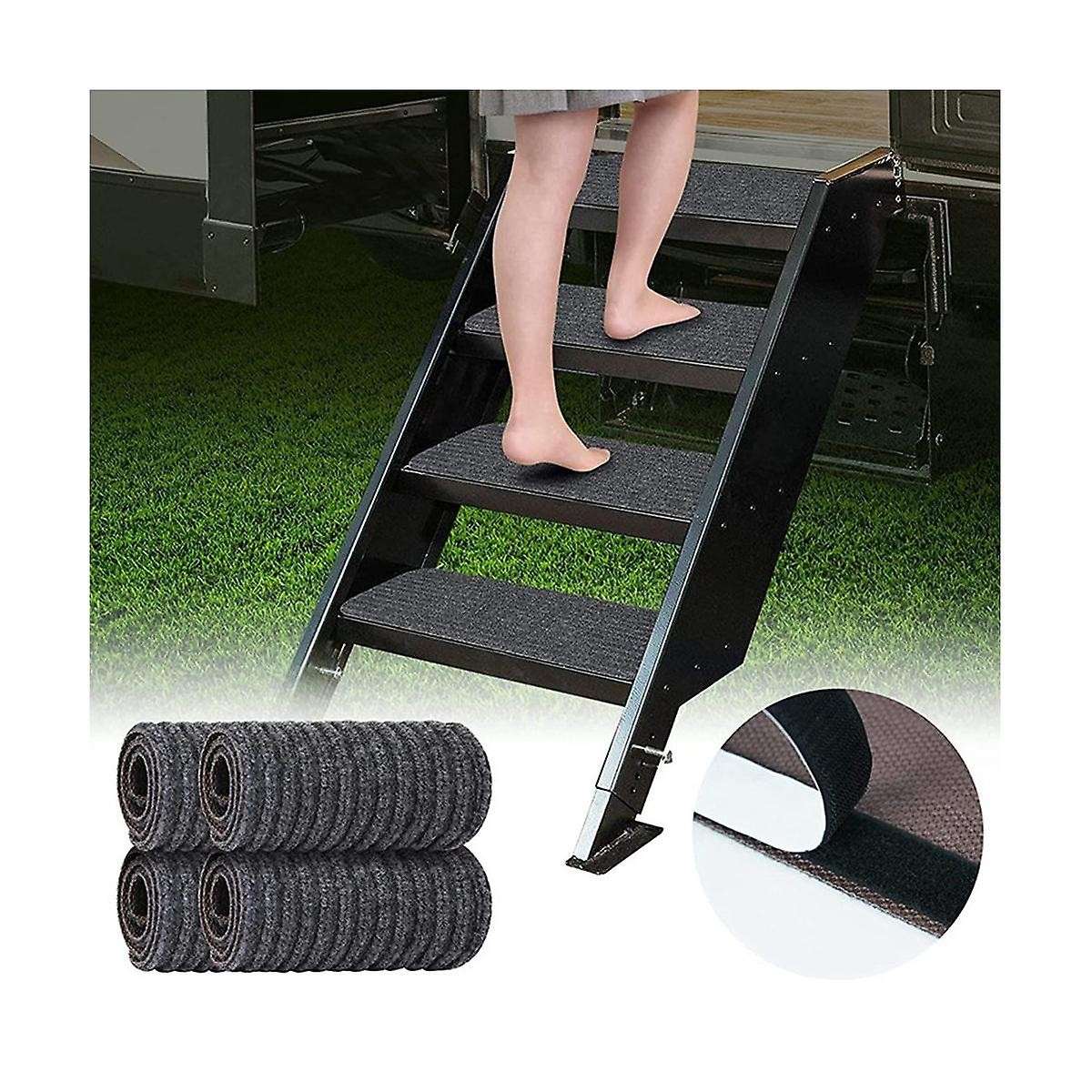 4 Pcs Rv Step Covers Rug19.5x7.5 Inch Inch Adhesive Rv Stair Covers Mobile Home Step Mats for , Ste