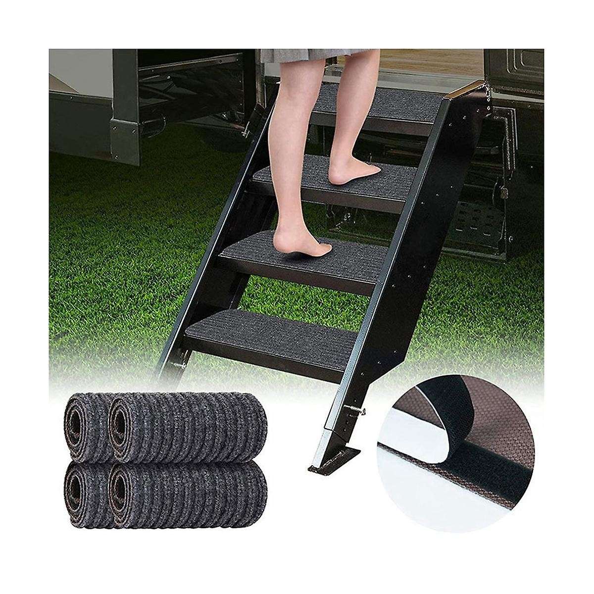 4 Pcs Rv Step Covers Rug 24 X 7.5 Inch Adhesive Rv Stair Covers Mobile Home Step Mats for , Step