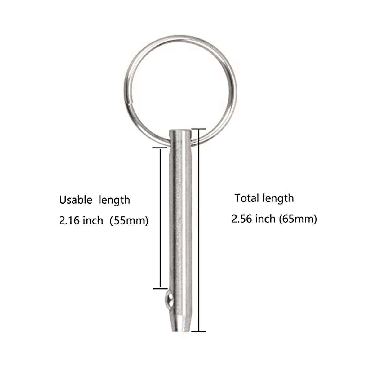 4 Pcs Quick Release Pins Bimini Top Pins, Diameter 1/4in(6.3mm),overall Length 2.56inch(65mm),marin