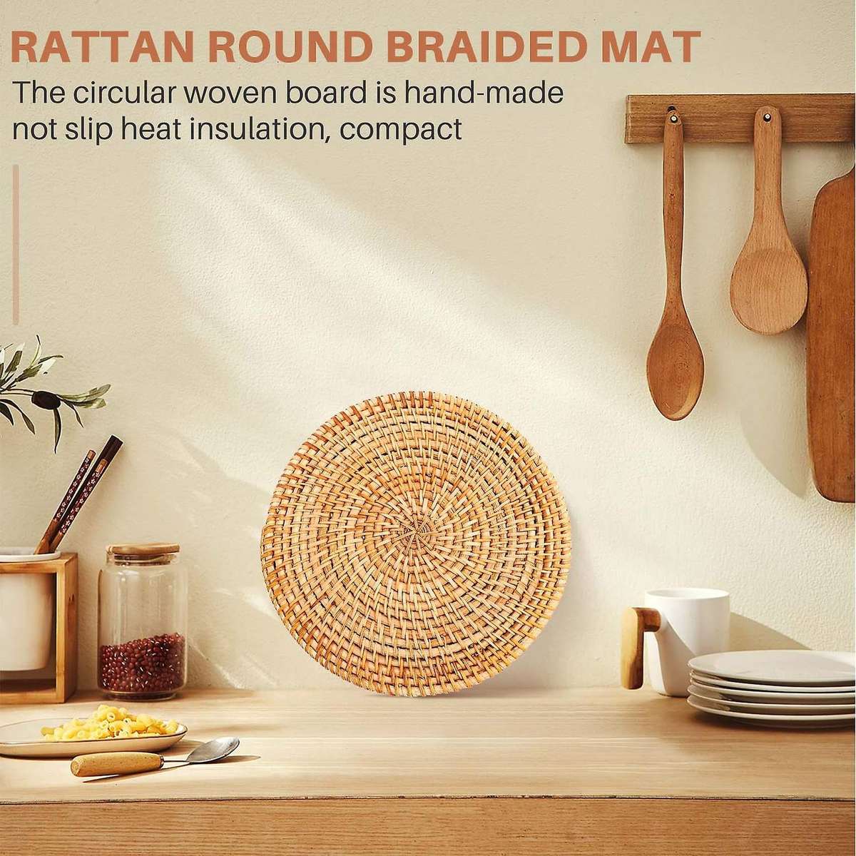 4 Pcs Rattan Trivets Compatible Hot Hot Pads,Durable Pot Holder