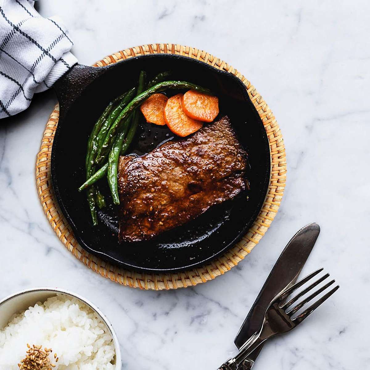 4 Pcs Rattan Trivets Compatible Hot Hot Pads,Durable Pot Holder