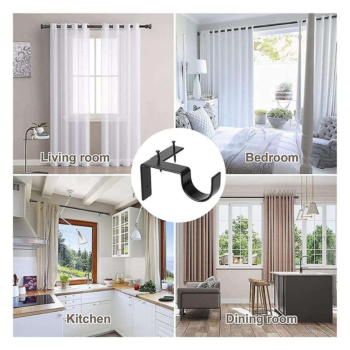 4 Pieces Bracket Hanging Curtain Rod Bracket Single Hook Right Side Window Frame Decoration for Liv