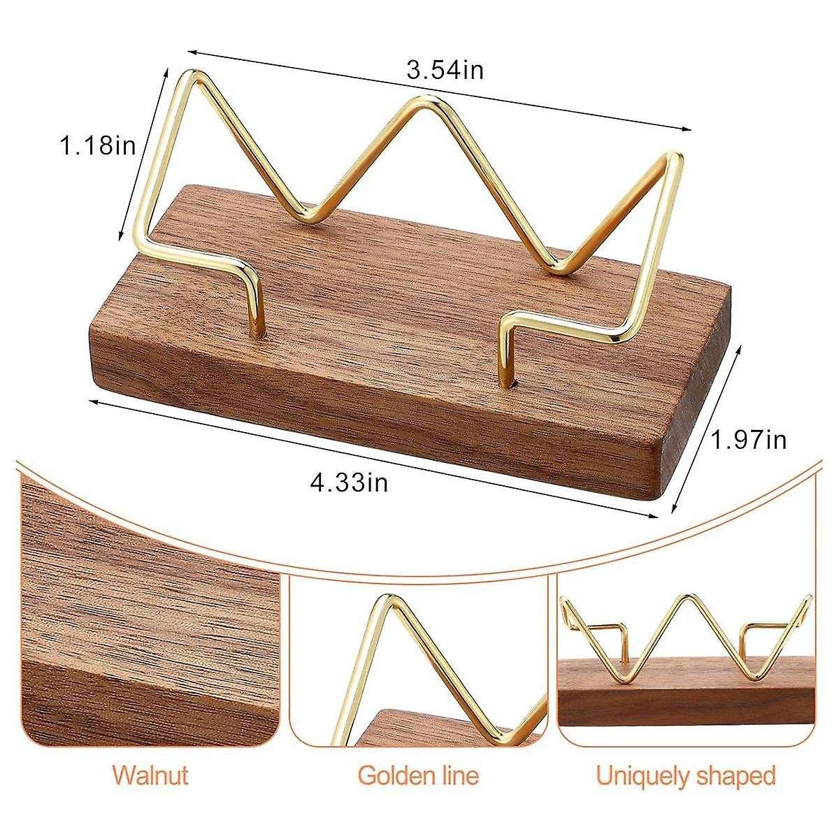 4 Pieces Wood Business Card Holder Gold Card Holder Stand Name Card Organizer Name Card Business Car