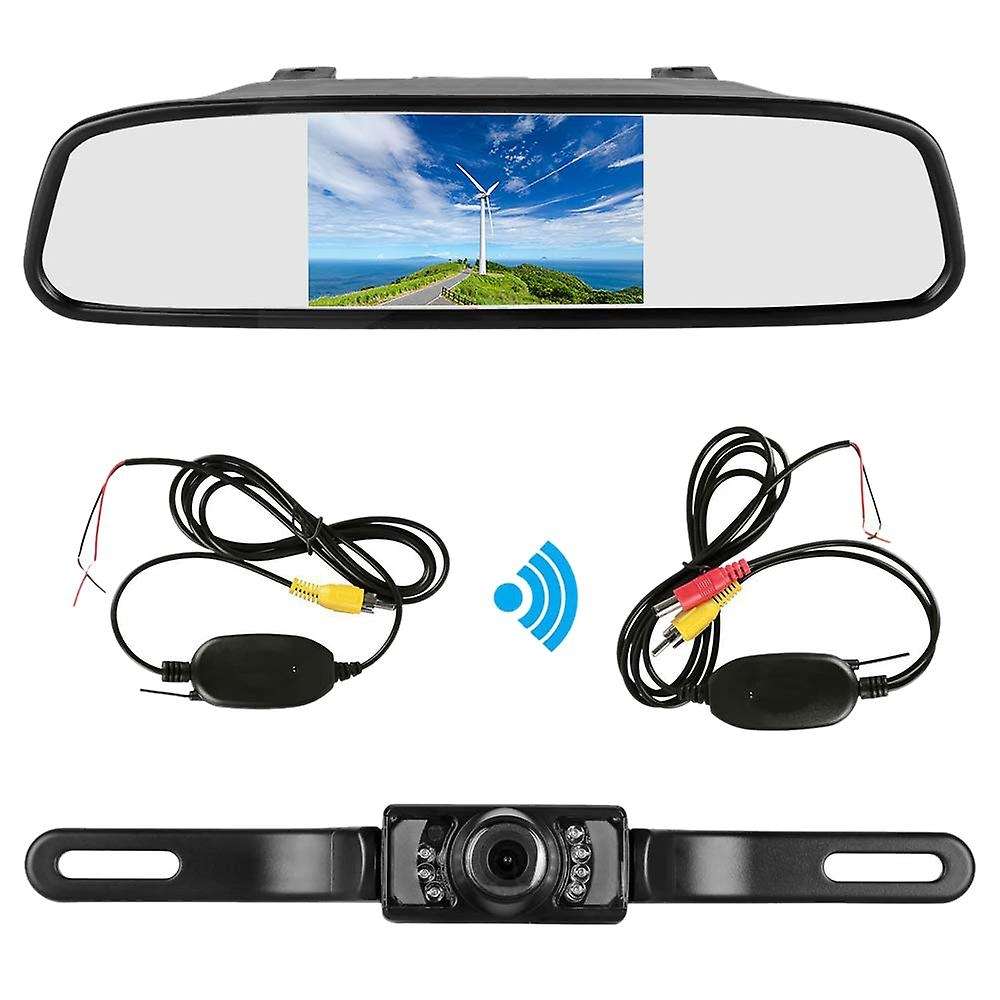 4.3 Inch Car Tft Lcd Mirror Monitor Wireless Reverse Car Rear View Backup Camera Kit (Black)