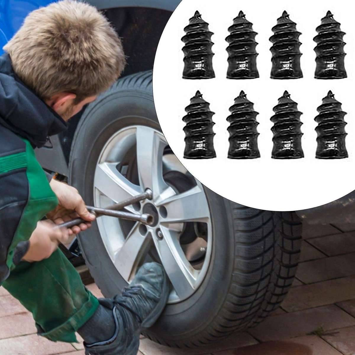 40pcs Tire Repair Rubber Nail, Tire Repair Rubber Screws Black, Fast Tool -service Tire Repair Nail