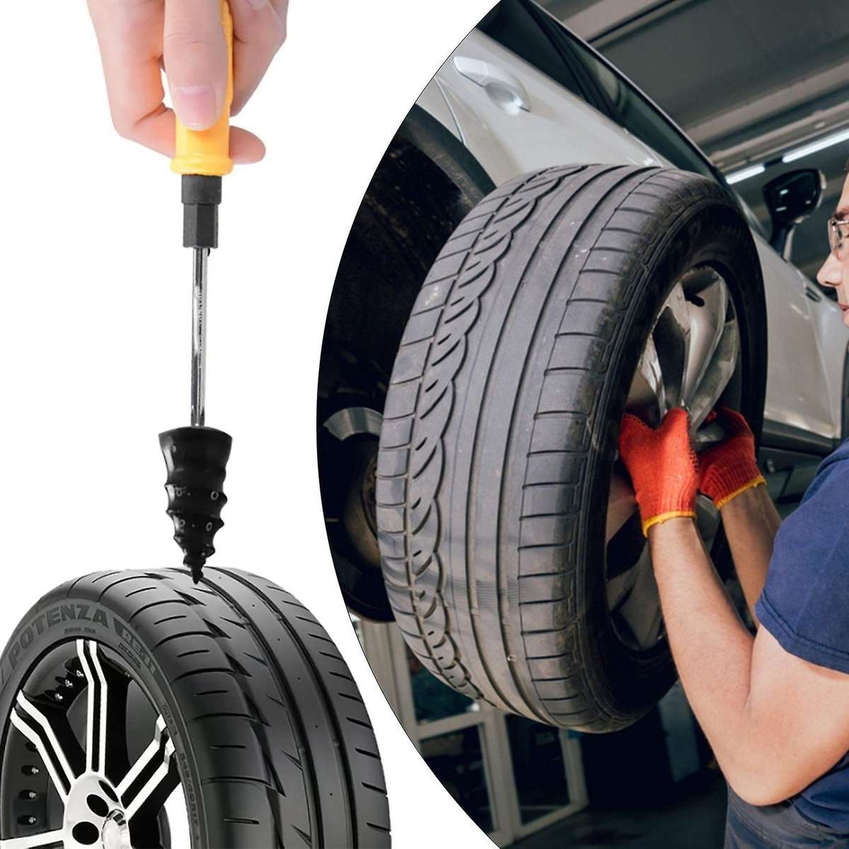 40pcs Tire Repair Rubber Nail, Tire Repair Rubber Screws Black, Fast Tool -service Tire Repair Nail