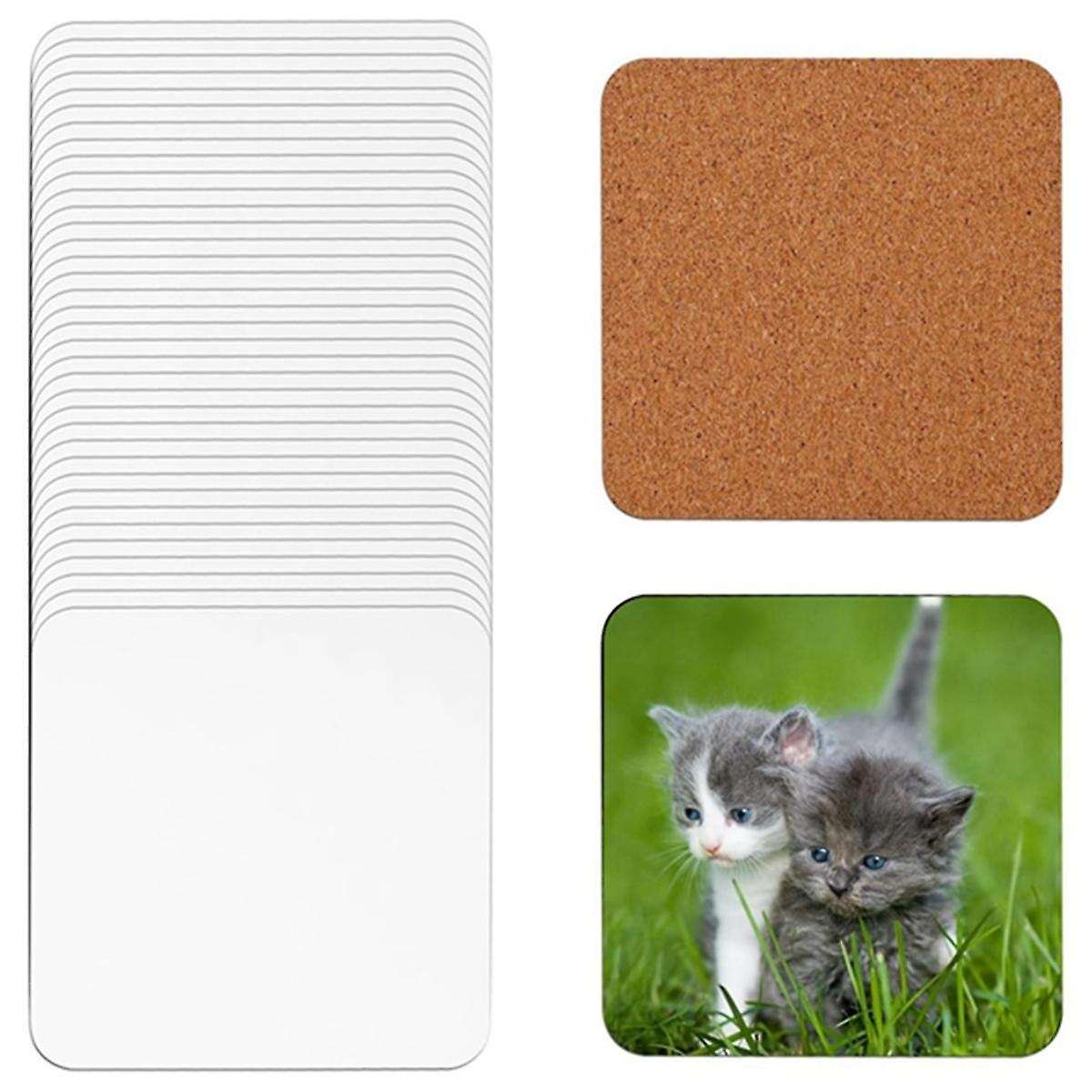 40pcs Sublimation Square Coasters, Cardboard Coasters, 4x4in Mdf Hardboard Coaster Mdf Wooden Coast