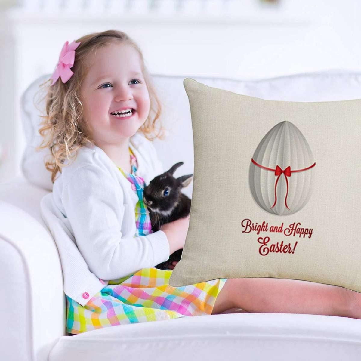 45X45cm Easter Linen Pillowcase Egg Bowk Sofa Cushion for Car Room Decoration Easter Throw Pillow Ca