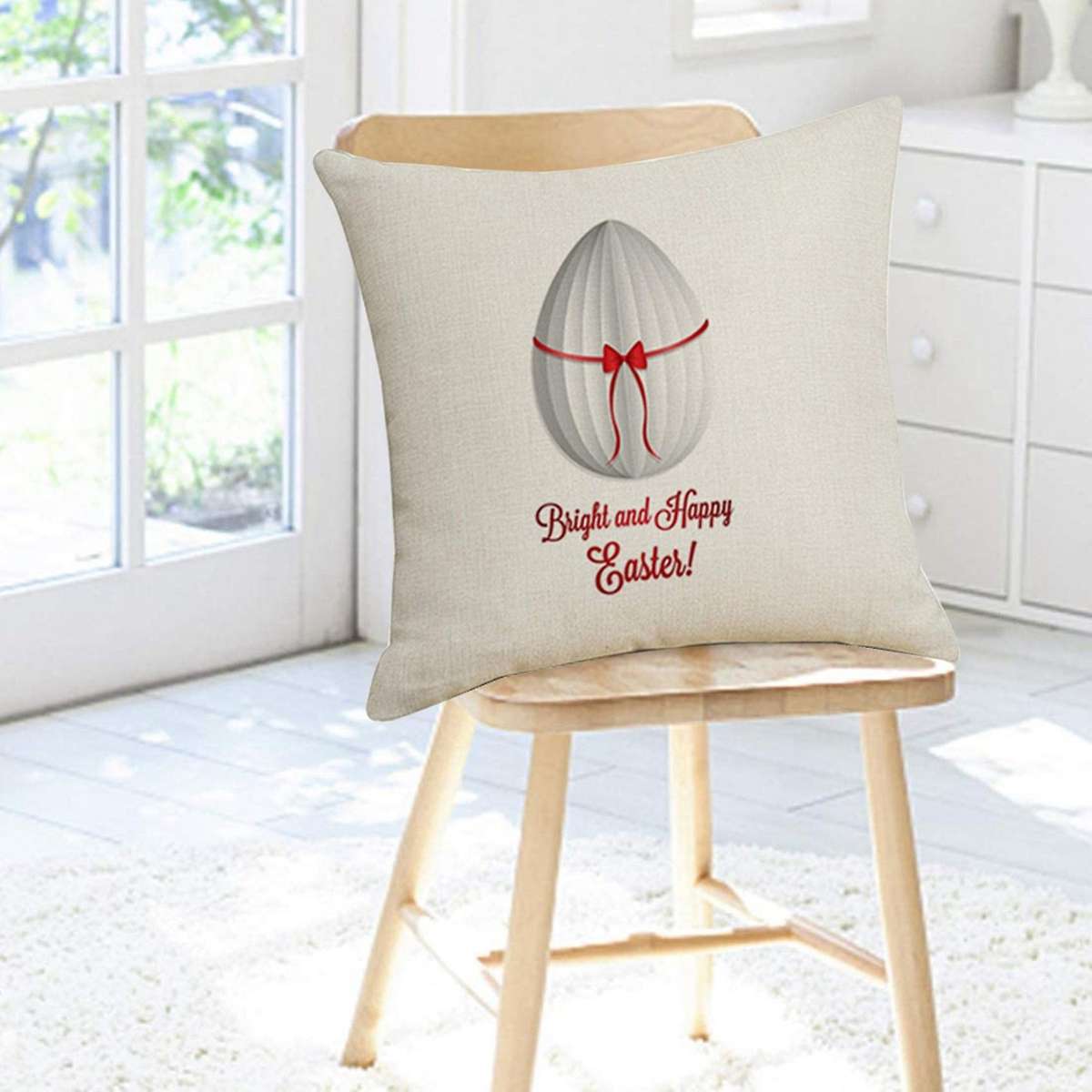 45X45cm Easter Linen Pillowcase Egg Bowk Sofa Cushion for Car Room Decoration Easter Throw Pillow Ca