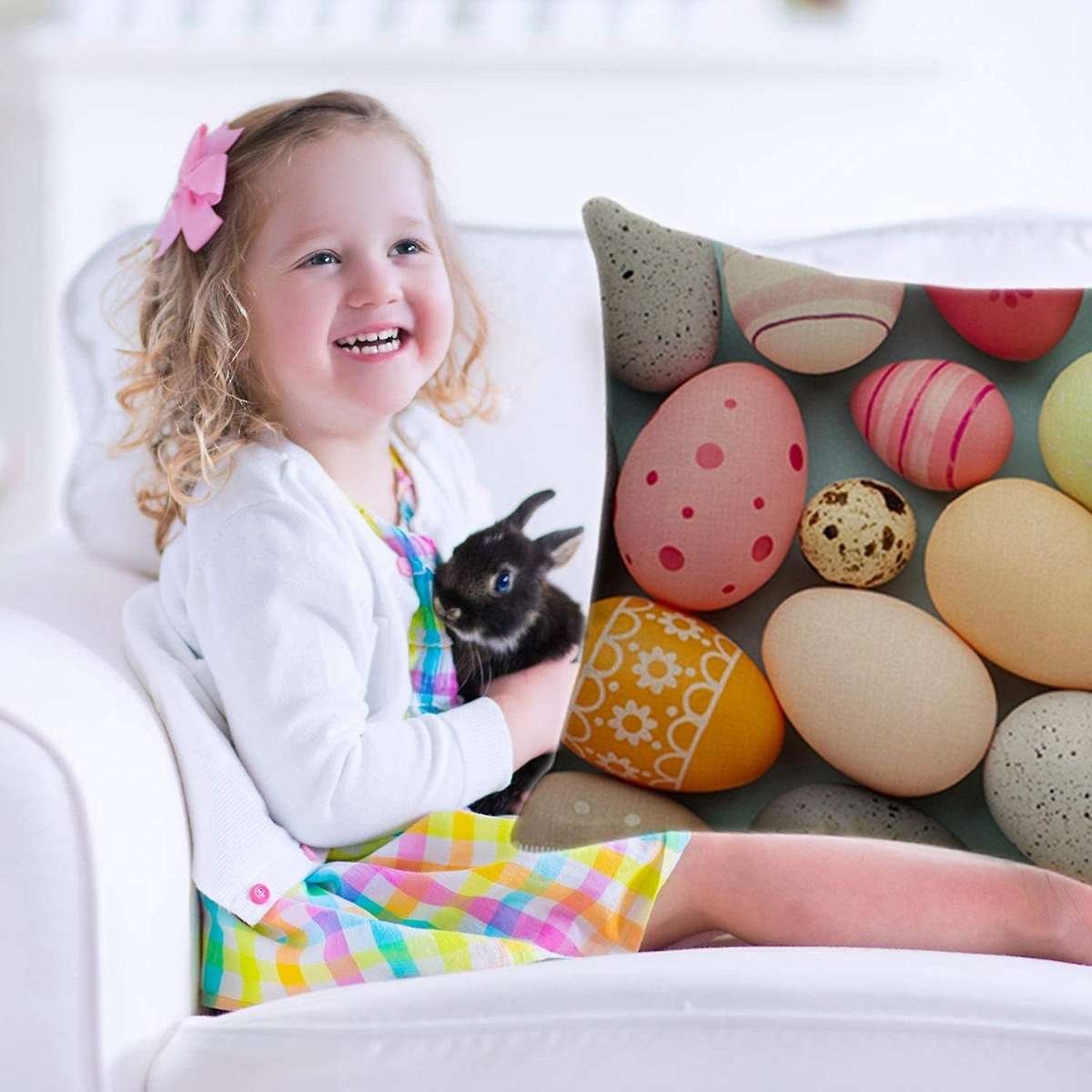 45X45cm Happy Easter Egg Pillowcase Decoration Sofa Home Room Office Car Easter Party Favor Gift Cus