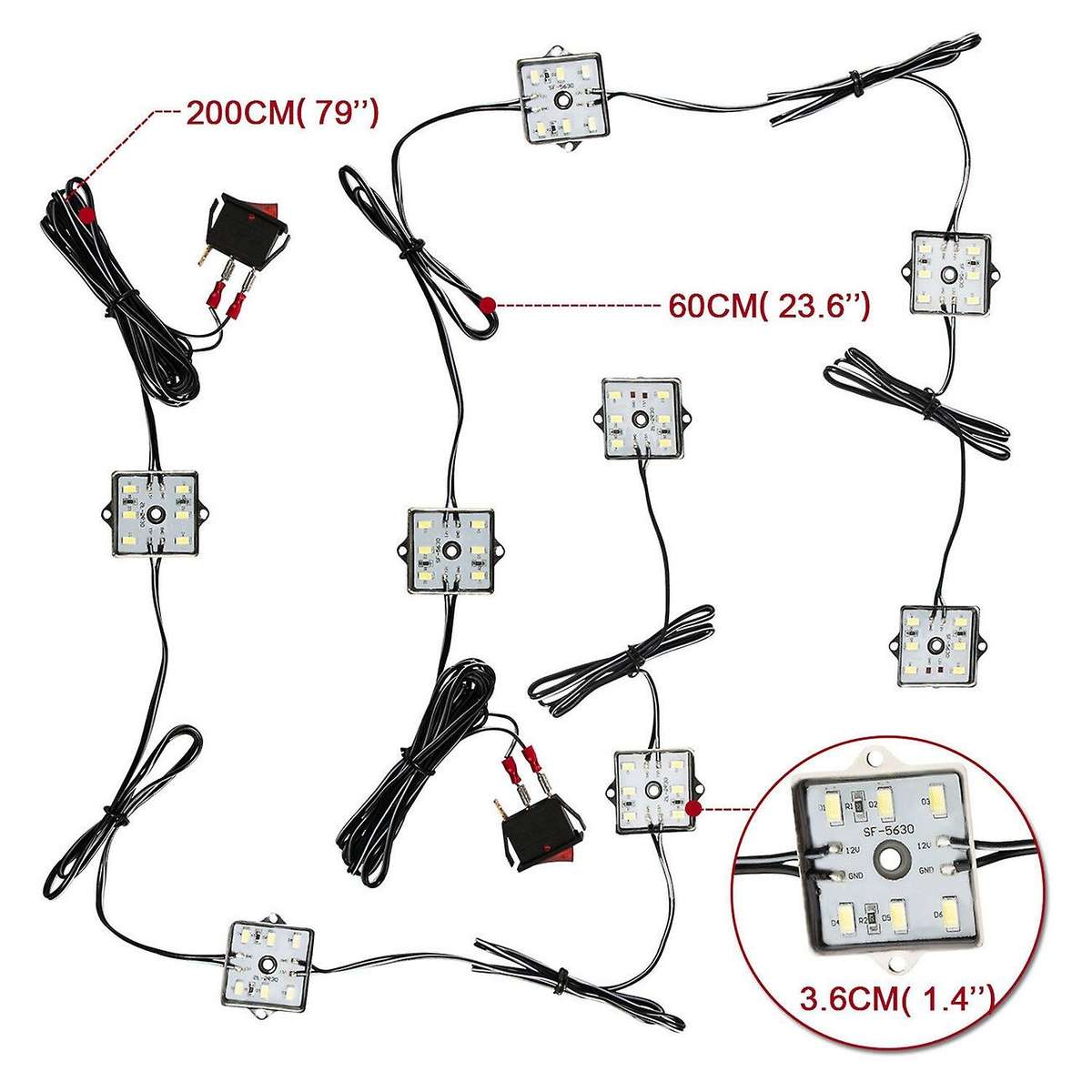 48 Led Dc12V Low Consumption High Bright Interior Light for Car Van Rv Interior Trailer Boat Cargo