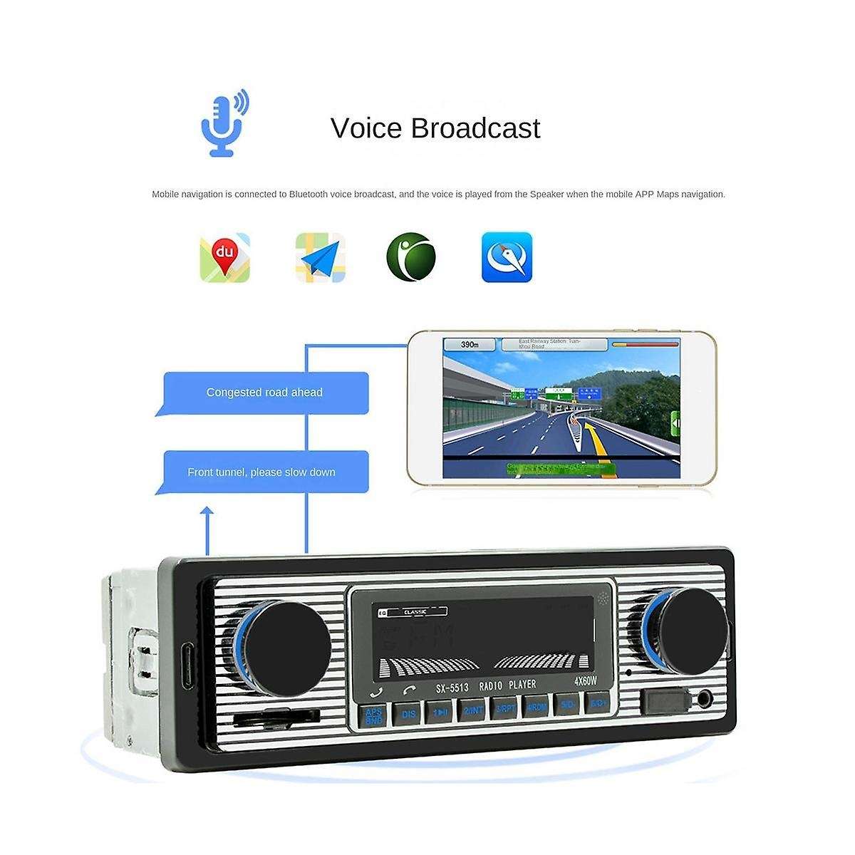 4-channel 60w Bluetooth Car Radio Car Mp3 Player Plug-in U Disk Car Radio with Wiring Protection Fu