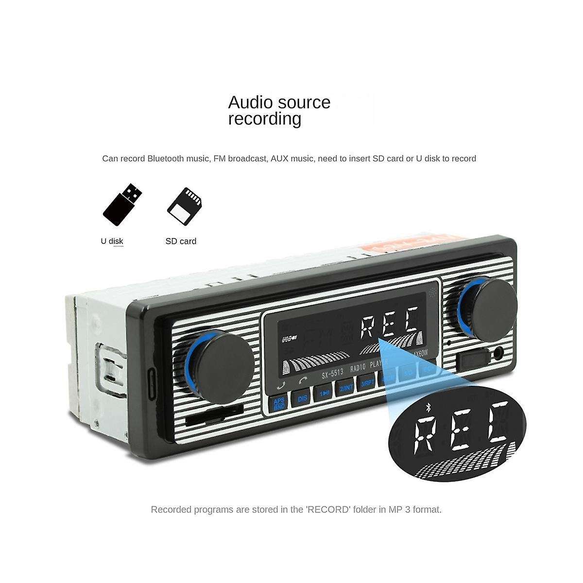 4-channel 60w Bluetooth Car Radio Car Mp3 Player Plug-in U Disk Car Radio with Wiring Protection Fu