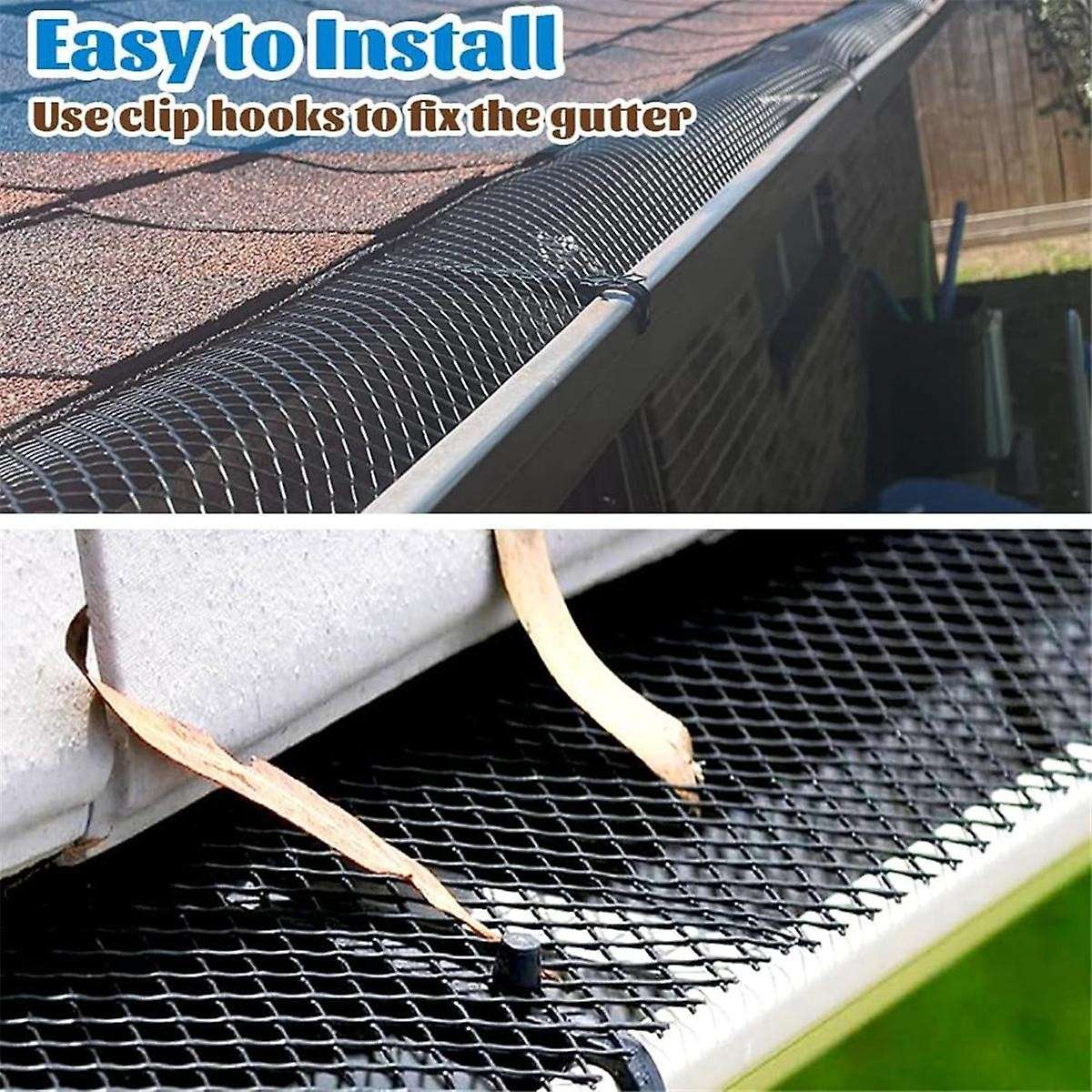 4pack Gutter Guard Mesh Rolls, 20 Feet Gutter Leaf Guards with 40 Clip Hooks, Diy Rain Gutter Covers