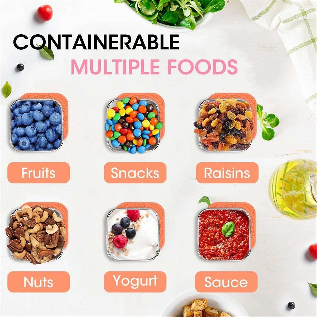 4pack Stainless Steel Snack Containers for Kids, Leak-proof Metal Food Storage Containers Stackable