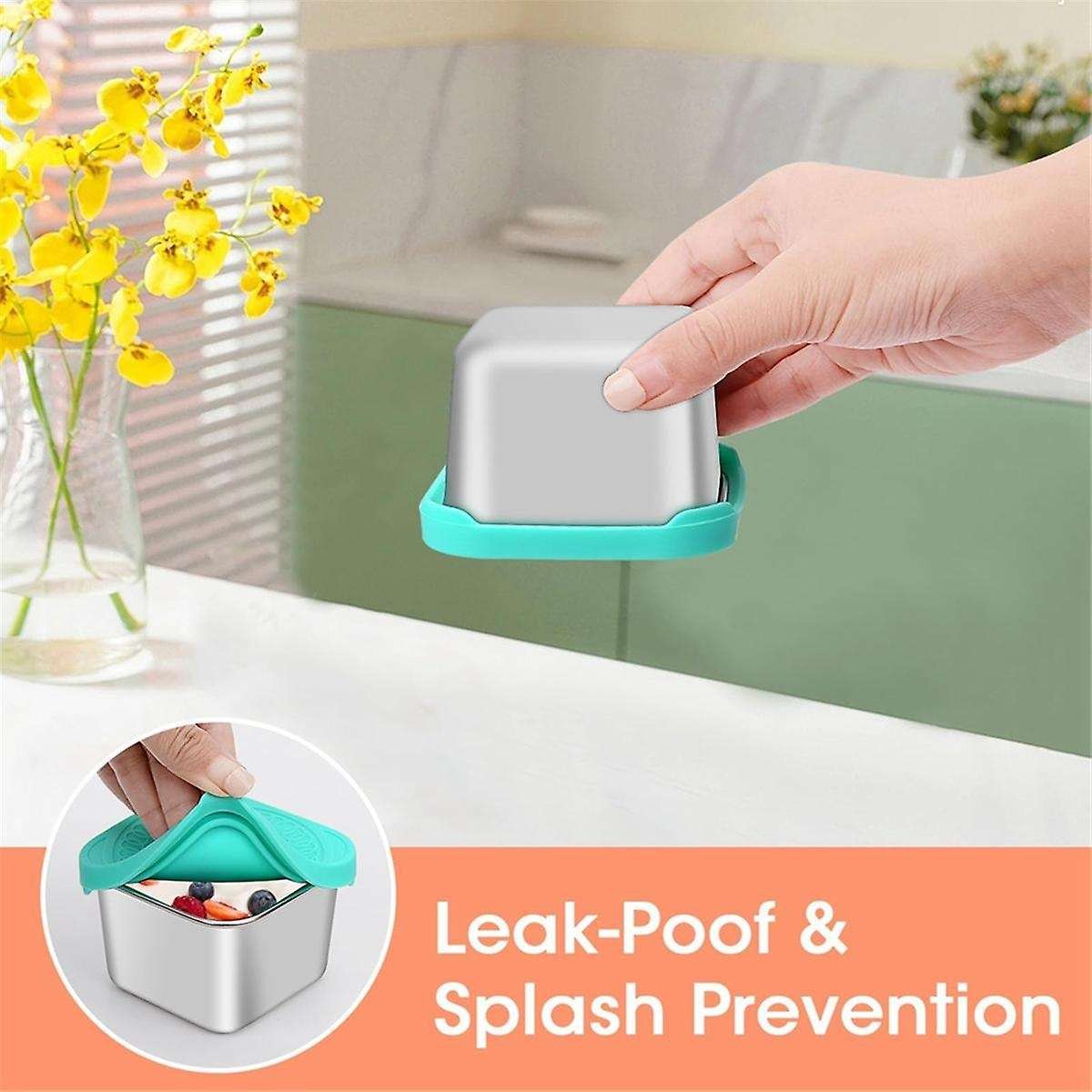 4pack Stainless Steel Snack Containers for Kids, Leak-proof Metal Food Storage Containers Stackable