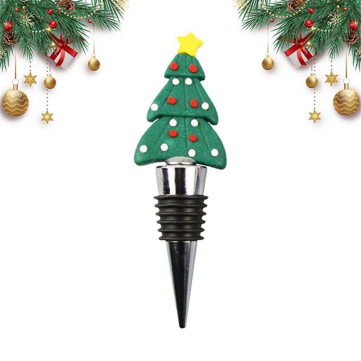 4pc Christmas Series Wine Stopper Bar Party Decoration Christmas Tree Shape -keeping Wine Champagne