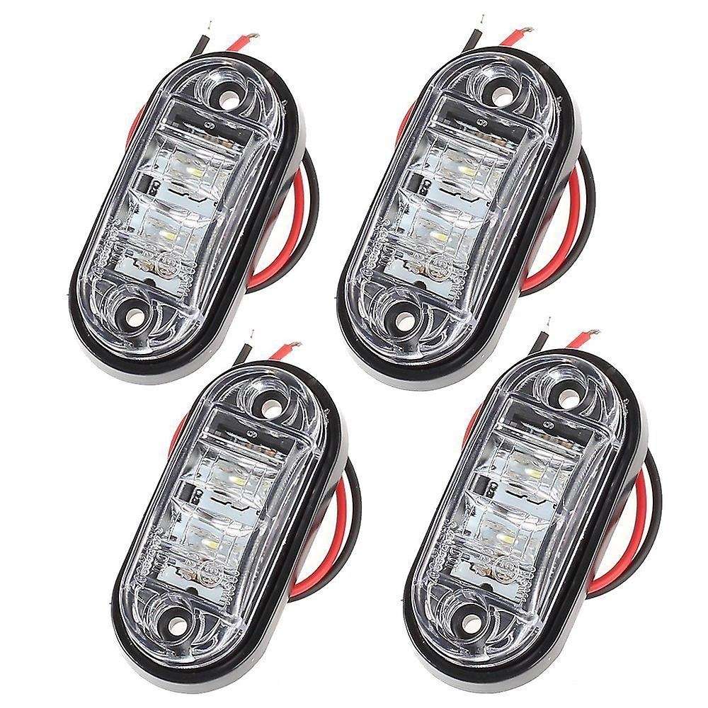 4PCS 12V/24V White Bright LED Side Marker Lights for Car Truck Van Trailers Lorry