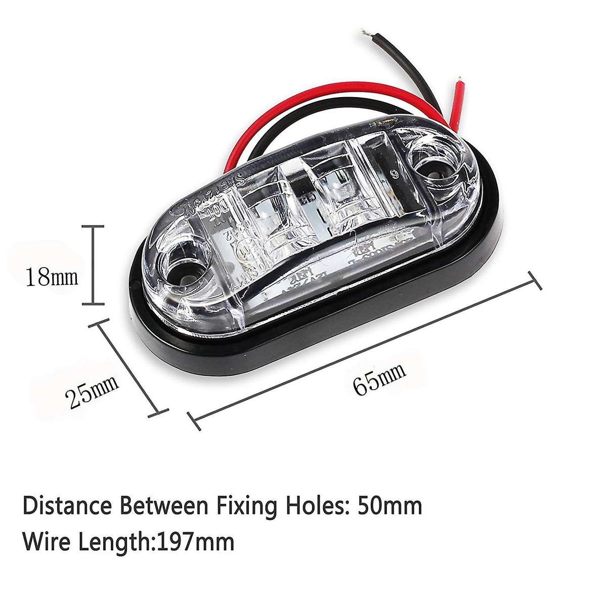 4PCS 12V/24V White Bright LED Side Marker Lights for Car Truck Van Trailers Lorry