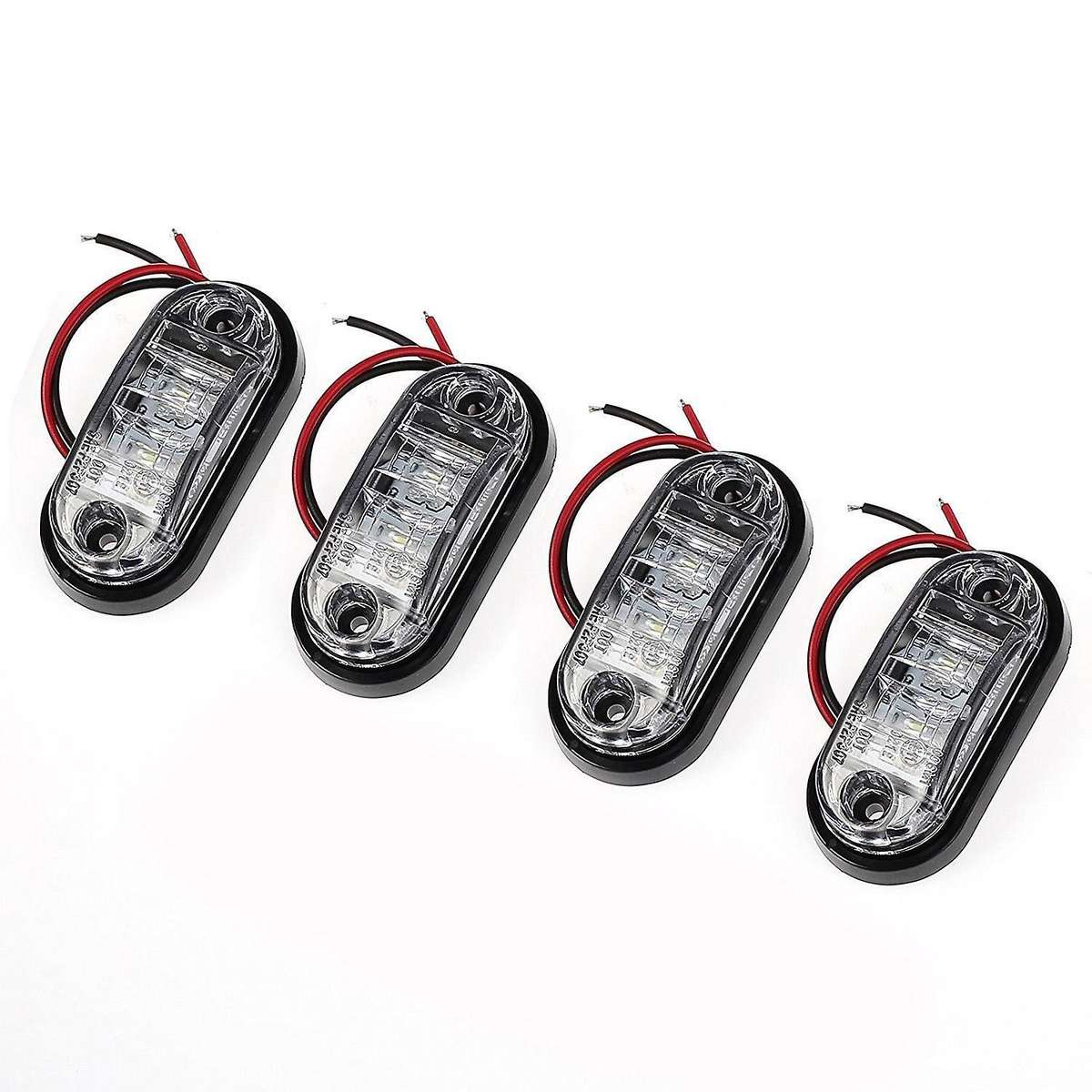 4PCS 12V/24V White Bright LED Side Marker Lights for Car Truck Van Trailers Lorry