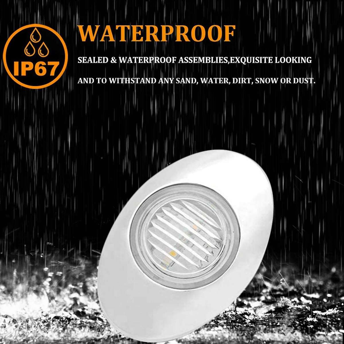 4PCS 3Inch Oval LED Boat Light Transom Stern Deck Cockpit Navigation Marine Lights Waterproof for 12