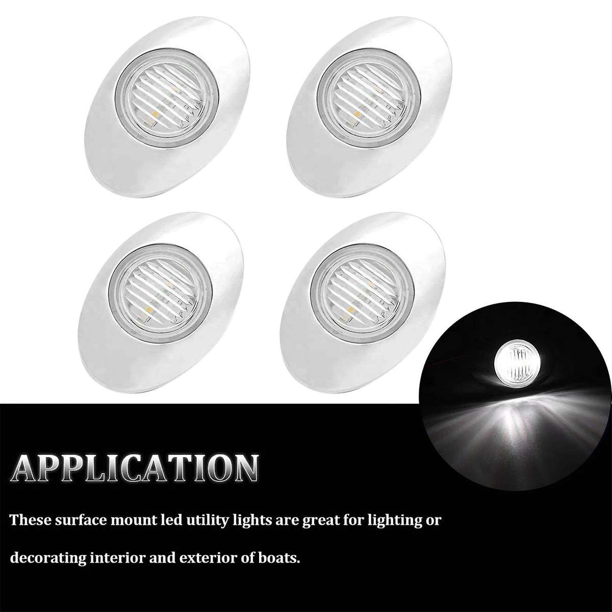 4PCS 3Inch Oval LED Boat Light Transom Stern Deck Cockpit Navigation Marine Lights Waterproof for 12