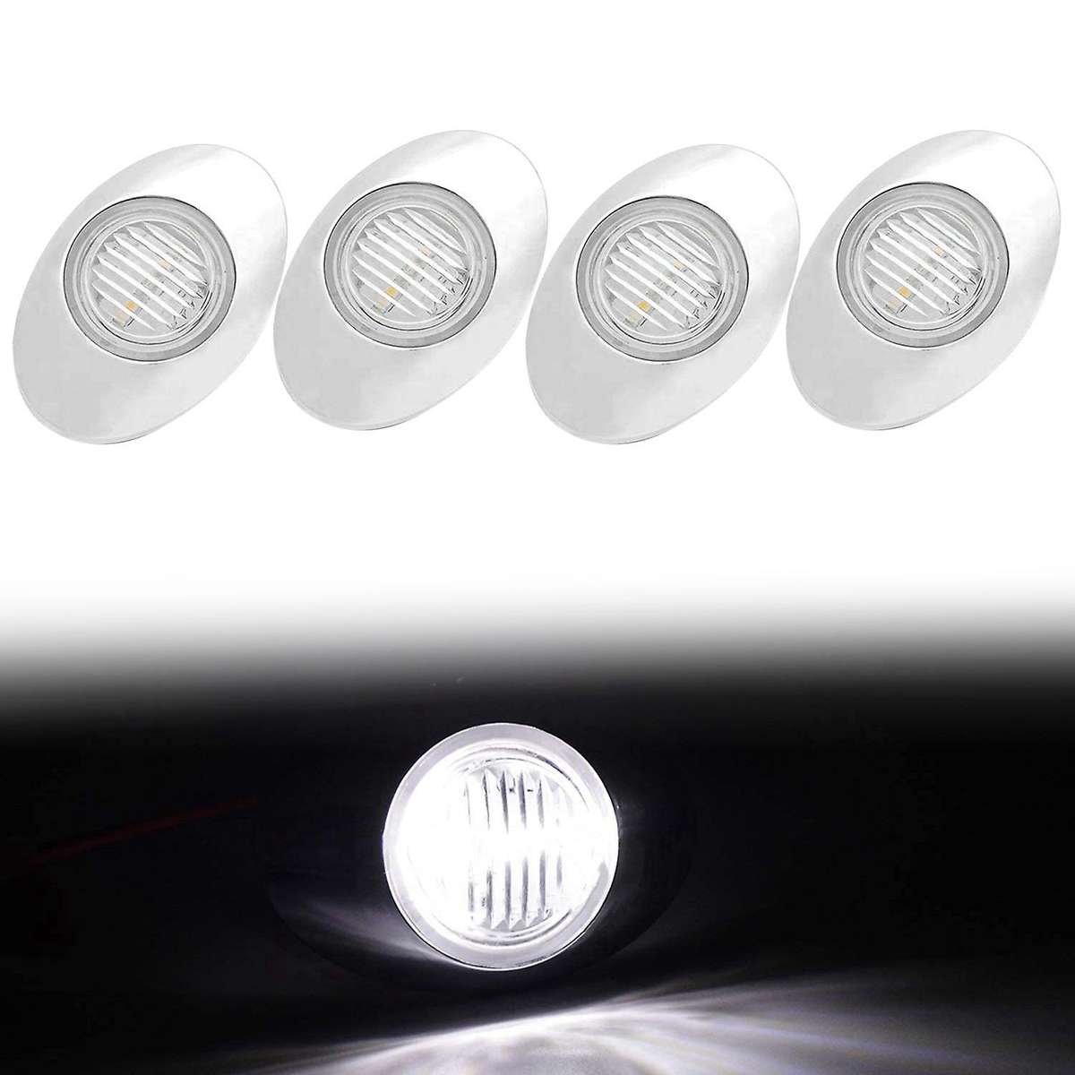 4PCS 3Inch Oval LED Boat Light Transom Stern Deck Cockpit Navigation Marine Lights Waterproof for 12