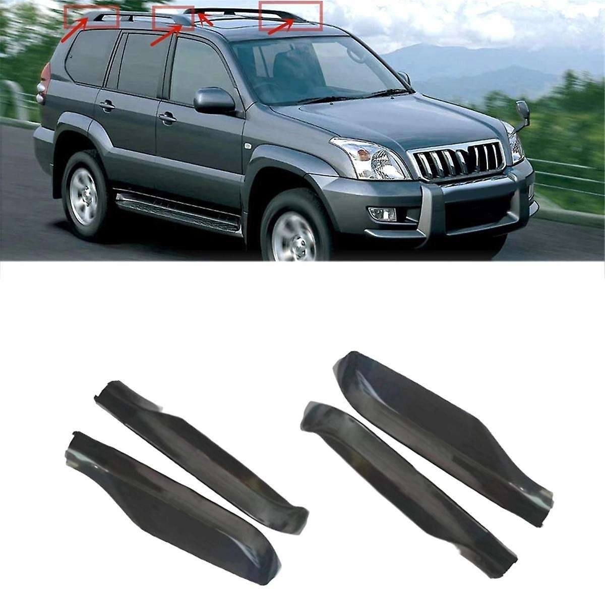 4Pcs Black Roof Rack Cover Rail End Shell for Land Cruiser Prado LC120 2003-2009