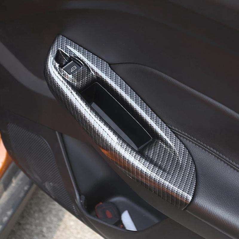 4Pcs Carbon ABS Car Window Lifter Panel Frame Decoration Cover Trim Sticker for Focus 3 4 Accessorie