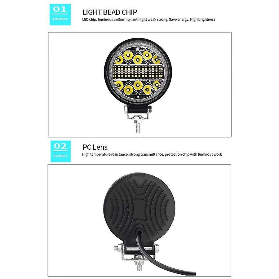 4PCS Car Work Light 9-30V 102W LED Round Spotlight Car Headlight for SUV ATV Off-Road Super Bright D