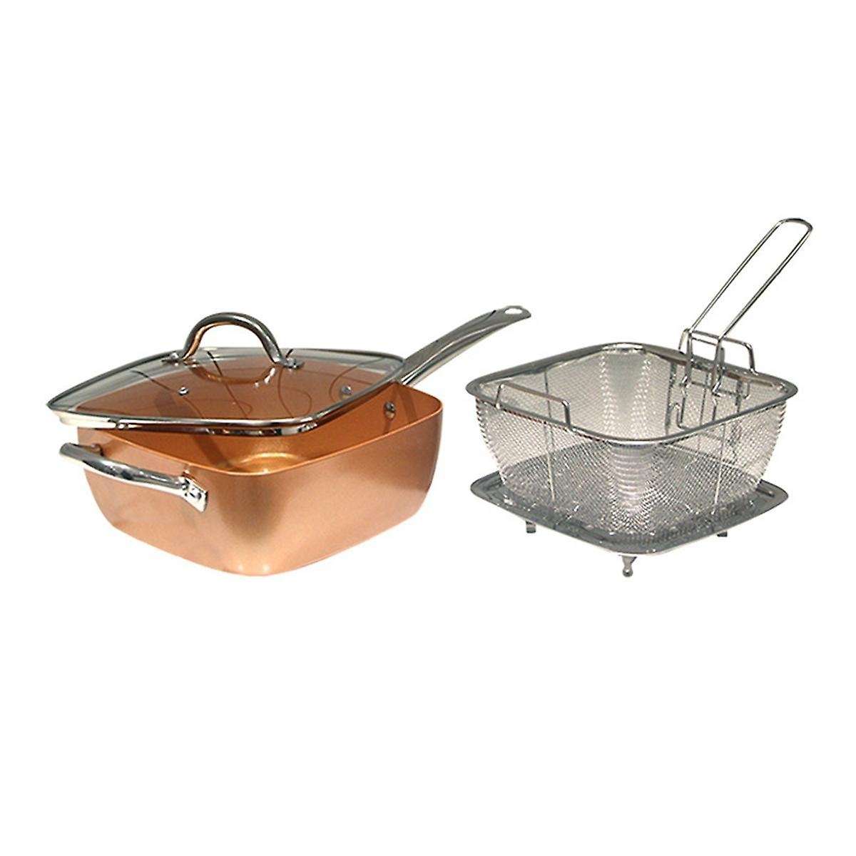 4PCS Frying Pan Four-Piece Set Square Pan Frying Pan Copper Color Non-Stick Pan