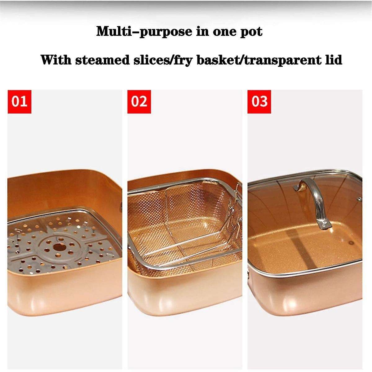 4PCS Frying Pan Four-Piece Set Square Pan Frying Pan Copper Color Non-Stick Pan